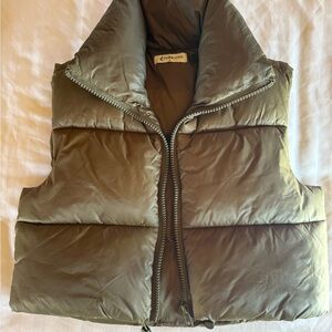 Army Green Puffer Vest for Women
